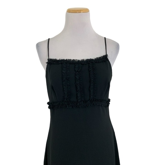 Vintage CDC Petites Y2K 90s Ruffle Spaghetti Strap Little Black Dress - Picture 11 of 14